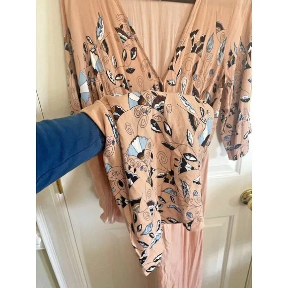 Jaase Wide Leg Floral Jumpsuit Anthropologie Size Small Pink Blue Bohemian - Picture 12 of 13